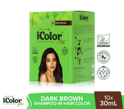 Picture of iColor +Shampoo In Hair Color Dark Brown 30mlx10's