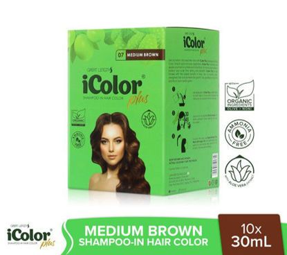 Picture of iColor+ Shampoo In Hair Color Medium Brown 30mlx10's