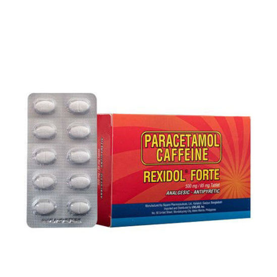 Picture of Rexidol Forte 500mg/65mg Tablet 10s (Paracetamol + Caffeine)