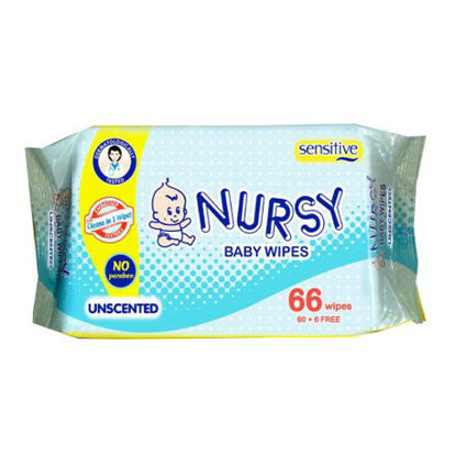 Picture of Nursy Baby Wipes Sensitive Unscented 66s