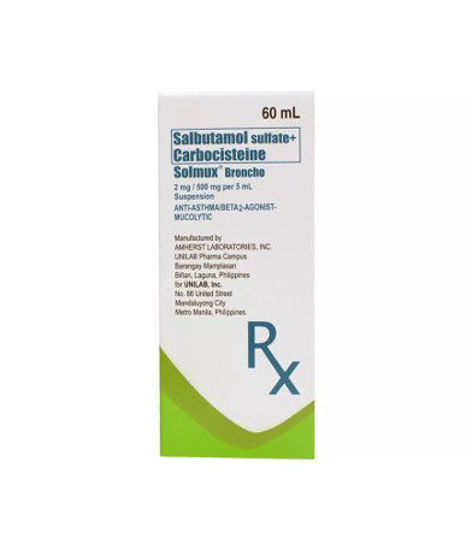 Picture of Solmux Broncho Suspension 60ml (Salbutamol sulfate + Carbocisteine)