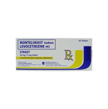 Picture of Zykast 10mg/5mg Tablet 10s (Montelukast Na + Levocetirizine HCl)
