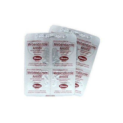 Picture of Antiox Choco 500mg Tablet 4s (Mebendazole)