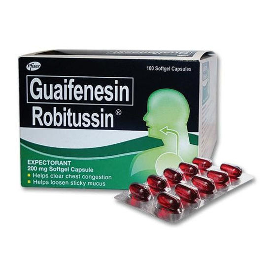 Picture of Robitussin Guaifenesin 200mg Capsule x10