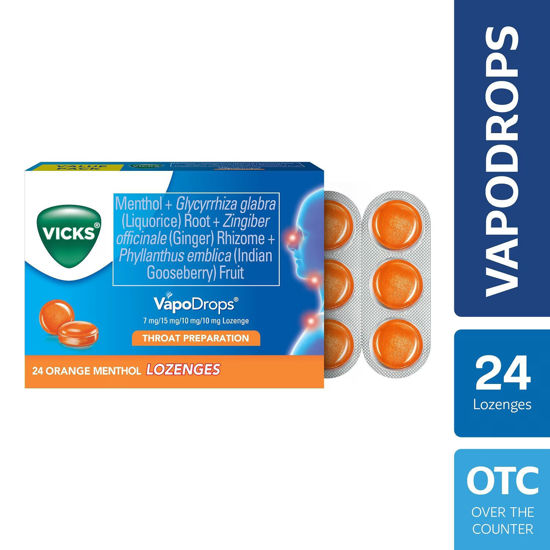 Picture of Vicks VapoDrops Lozenges Orange Menthol 24s