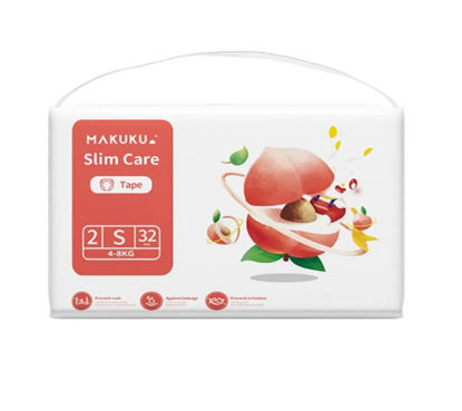 Picture of Makuku Diaper Overnight Anti-Rash Slim Care Diapers Tape, Small 32s