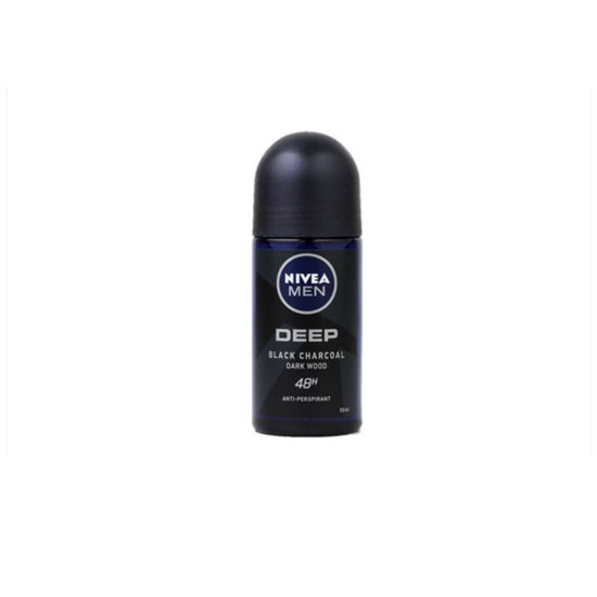 Picture of Nivea Men Deodorant Roll on Deep Black Charcoal Dark wood 50ml