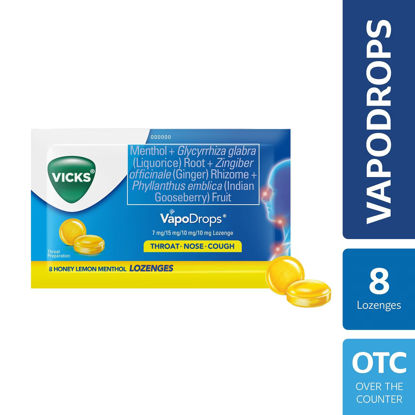 Picture of Vicks VapoDrops Lozenges Honey Lemon 8's