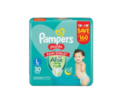 Picture of Pampers Pants Rash Shield with Aloe Diaper Large 30's