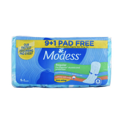 Picture of Modess Regular Cottony Soft Cover Non-Wing (9 + 1 Pads)