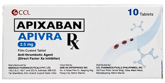 Picture of Apivra 2.5mg (Apixaban) x 10's